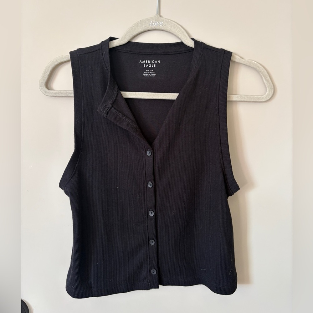 American Eagle Outfitters Black Button-Down Blouse